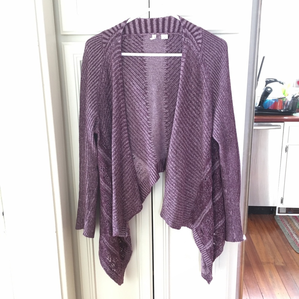 Draped Pointelle Cardigan